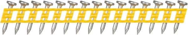 DeWALT - 13 Gauge 0.102" Shank Diam 3/4" Long Concrete Nails for Power Nailers - Steel, Zinc Finish, Smooth Shank, Angled Stick Plastic Collation, Round Head - Apex Tool & Supply