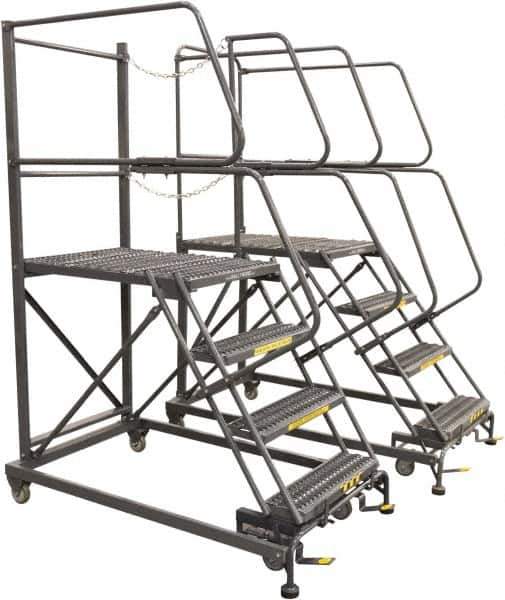 Ballymore - 96" 6 Step Single Entry Work Platform - Rolling Work Platform, 800 Lb Capacity, 60" Platform Height, 33" Base Width x 83" Base Depth, Grip Strut - Apex Tool & Supply