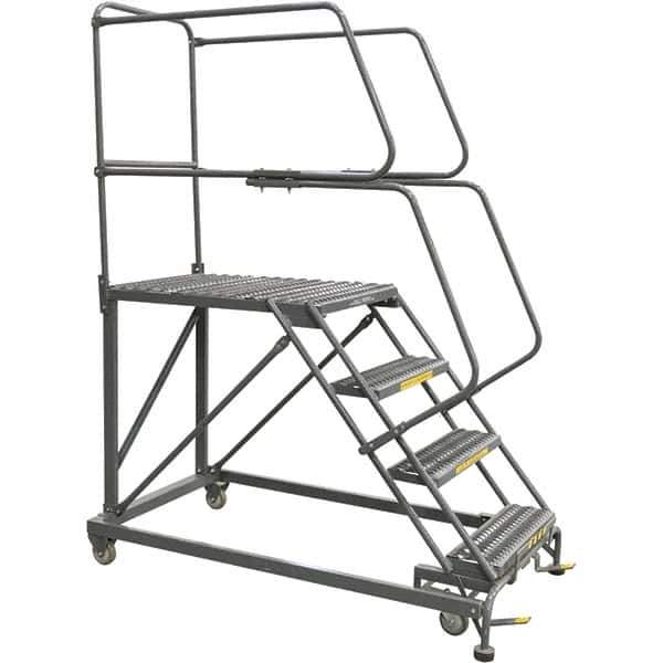 Ballymore - 76" 4 Step Single Entry Work Platform - Rolling Work Platform, 800 Lb Capacity, 40" Platform Height, 33" Base Width x 71" Base Depth, Grip Strut - Apex Tool & Supply