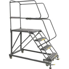 Ballymore - 76" 4 Step Single Entry Work Platform - Rolling Work Platform, 800 Lb Capacity, 40" Platform Height, 38" Base Width x 71" Base Depth, Grip Strut - Apex Tool & Supply