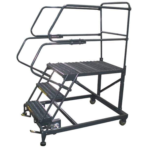 Ballymore - 66" 3 Step Single Entry Work Platform - Rolling Work Platform, 800 Lb Capacity, 30" Platform Height, 33" Base Width x 89" Base Depth, Grip Strut - Apex Tool & Supply
