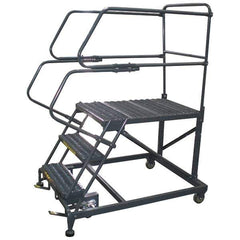 Ballymore - 66" 3 Step Single Entry Work Platform - Rolling Work Platform, 800 Lb Capacity, 30" Platform Height, 33" Base Width x 89" Base Depth, Grip Strut - Apex Tool & Supply