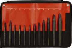 Mayhew - 12 Piece, 3/32 to 3/8", Center & Prick Punch Set - Hex Shank, Steel, Comes in Kit Bag - Apex Tool & Supply