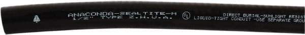 Anaconda Sealtite - 1/2" Trade Size, 1,000' Long, Flexible Liquidtight Conduit - Galvanized Steel & Thermoplastic, 12.7mm ID, Black - Apex Tool & Supply