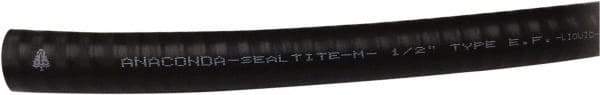 Anaconda Sealtite - 3/4" Trade Size, 100' Long, Flexible Liquidtight Conduit - Galvanized Steel & PVC, 19.05mm ID, Black - Apex Tool & Supply