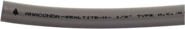 Anaconda Sealtite - 1/2" Trade Size, 500' Long, Flexible Liquidtight Conduit - Galvanized Steel & PVC, 1/2" ID, Gray - Apex Tool & Supply