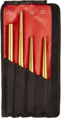 Mayhew - 4 Piece, 3/4 to 7/16", X-Long Punch - Round Shank, Brass, Comes in Kit Bag - Apex Tool & Supply