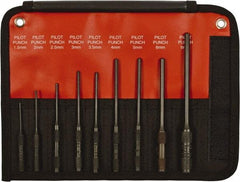 Mayhew - 9 Piece, 1.5 to 8mm, Pin & Pilot Punch Set - Hex Shank, Steel, Comes in Kit Bag - Apex Tool & Supply