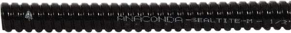 Anaconda Sealtite - 1-1/4" Trade Size, 250' Long, Flexible Liquidtight Conduit - Galvanized Steel & PVC, 31.75mm ID, Black - Apex Tool & Supply