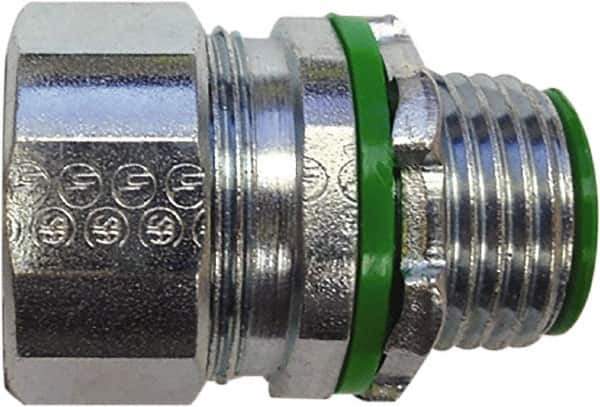 Anaconda Sealtite - 3" Trade, Zinc Plated Steel Threaded Straight Liquidtight Conduit Connector - Insulated - Apex Tool & Supply