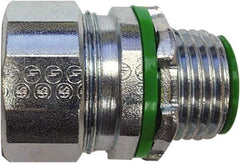 Anaconda Sealtite - 1-1/2" Trade, Zinc Plated Steel Threaded Straight Liquidtight Conduit Connector - Insulated - Apex Tool & Supply