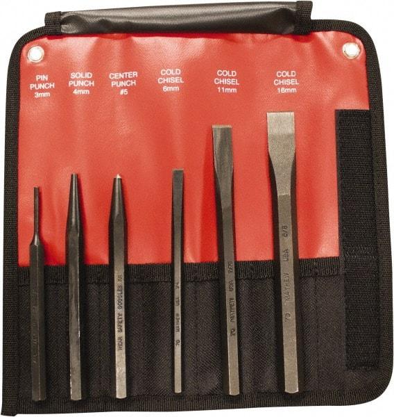 Mayhew - 6 Piece, 9/32 to 5/32", Pin & Pilot Punch Set - Hex Shank, Steel, Comes in Kit Bag - Apex Tool & Supply