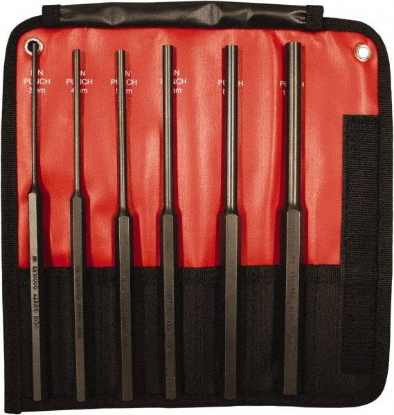Mayhew - 6 Piece, 3 to 10mm, Pin Punch Set - Hex Shank, Steel, Comes in Kit Bag - Apex Tool & Supply