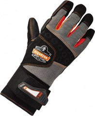 Ergodyne - Size M (8) Polyester Blend Work Gloves - Palm & Fingers Coated, Hook & Loop Cuff, Full Fingered, Black, Paired - Apex Tool & Supply