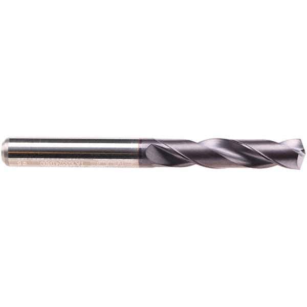 Emuge - 7mm 140° Spiral Flute Solid Carbide Screw Machine Drill Bit - TiAlN Finish, Right Hand Cut, 34mm Flute Length, 79mm OAL, Four Facet Point, Straight Shank - Apex Tool & Supply