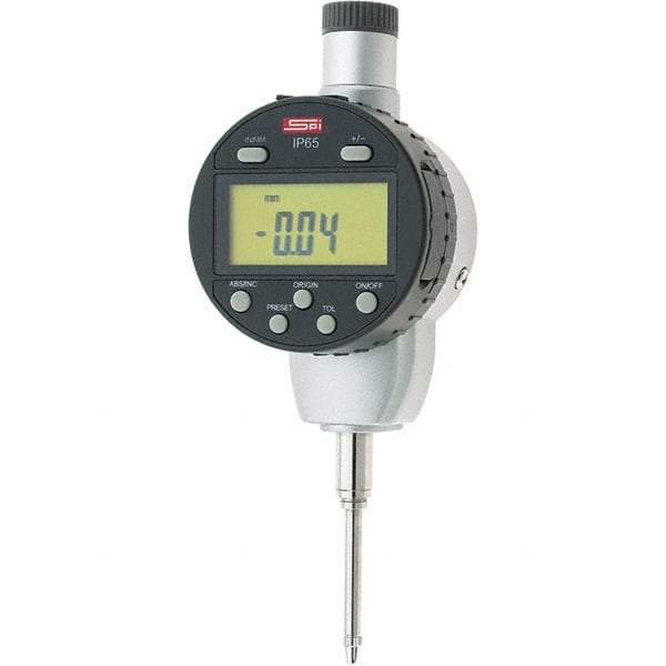 SPI - 0 to 1" Range, 0.0005" Graduation, Electronic Drop Inidicator - Flat & Lug Back, 0.0012" Accuracy, Digital Display, Inch & Metric - Apex Tool & Supply