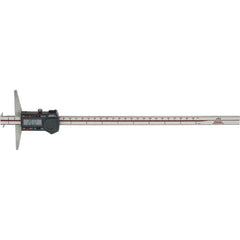 SPI - 0" to 300mm Stainless Steel Electronic Depth Gage - 0.04mm Accuracy, 0.01mm Resolution, 100mm Base Length, Hook Included - Apex Tool & Supply