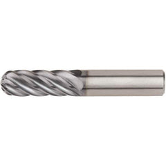 Kennametal - 1/2" Diam, 1" LOC, 6 Flute Solid Carbide Ball End Mill - AlTiN Finish, Single End, 3" OAL, 1/2" Shank Diam - Apex Tool & Supply