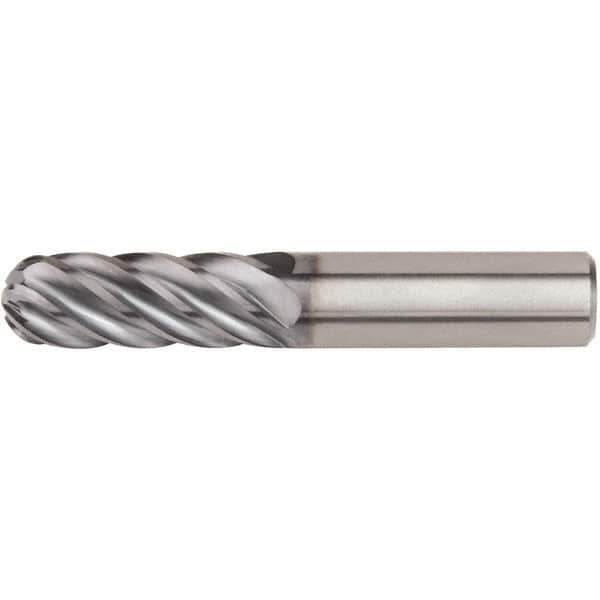 Kennametal - 3/4" Diam, 3" LOC, 6 Flute Solid Carbide Ball End Mill - AlTiN Finish, Single End, 5-1/2" OAL, 3/4" Shank Diam - Apex Tool & Supply