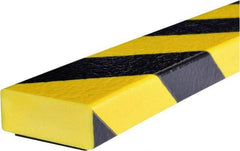 PRO-SAFE - 39" Long, Polyurethane Foam Type D Surface Guard - Black/Yellow, 1" High x 2" Wide Side - Apex Tool & Supply