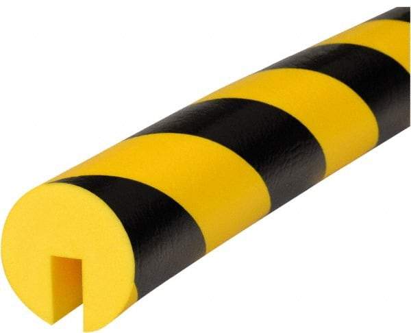 PRO-SAFE - 39" Long, Polyurethane Foam Type B+ Edge Guard - Black/Yellow, 1" High x 2" Wide Side - Apex Tool & Supply