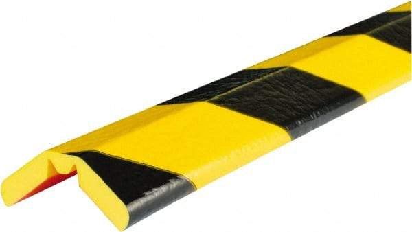 PRO-SAFE - 39" Long, Polyurethane Foam Type W Bumper Guard - Black/Yellow, 1" High x 2" Wide Side - Apex Tool & Supply