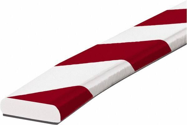 PRO-SAFE - 39" Long, Polyurethane Foam Type F Surface Guard - Red/White, 1" High x 2" Wide Side - Apex Tool & Supply