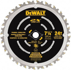 DeWALT - 7-1/4" Diam, 15.88mm Arbor Hole Diam, 48 Tooth Wet & Dry Cut Saw Blade - Steel, Framing Action, Standard Round Arbor - Apex Tool & Supply
