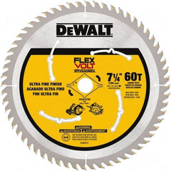 DeWALT - 7-1/4" Diam, 15.88mm Arbor Hole Diam, 60 Tooth Wet & Dry Cut Saw Blade - Steel, Smooth Action, Standard Round Arbor - Apex Tool & Supply