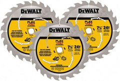 DeWALT - 7-1/4" Diam, 15.88mm Arbor Hole Diam, 24 Tooth Wet & Dry Cut Saw Blade - Steel, Smooth Action, Standard Round Arbor - Apex Tool & Supply