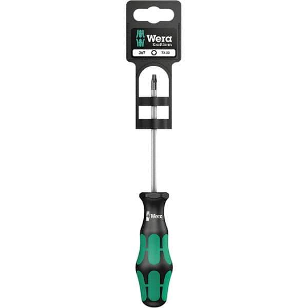 Wera - T15 Torx Driver - 3-1/8" Blade Length, 12-13/64" OAL, Ergonomic Handle, Chrome Plated Steel - Apex Tool & Supply