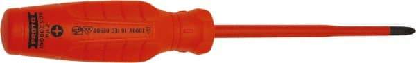 Proto - #2, 9-7/16" OAL, Insulated Phillips Screwdriver - 5" Blade Length, Round Shank, Impact & Chemical Resistant Handle - Apex Tool & Supply
