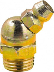 lumax - 45° Head Angle, M8x1 Metric Steel Grease Fitting Adapter - 10mm Hex, 0.88" Overall Height, 0.22" Shank Length - Apex Tool & Supply