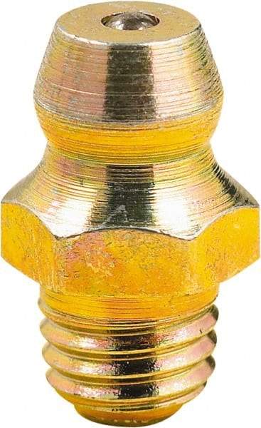 lumax - Straight Head Angle, M6x1 Metric Steel Grease Fitting Adapter - 7mm Hex, 0.6" Overall Height, 1/4" Shank Length - Apex Tool & Supply