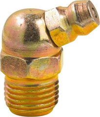 lumax - 65° Head Angle, 1/8 PTF Steel Grease Fitting Adapter - 7/16" Hex, 0.85" Overall Height, 0.29" Shank Length - Apex Tool & Supply