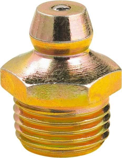 lumax - Straight Head Angle, 1/8 PTF Steel Grease Fitting Adapter - 7/16" Hex, 0.63" Overall Height, 0.28" Shank Length - Apex Tool & Supply