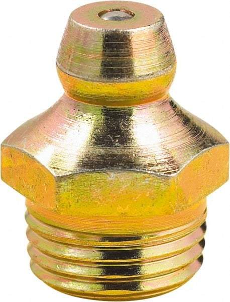 lumax - 90° Head Angle, M10x1 Metric Steel Grease Fitting Adapter - 11mm Hex, 3/4" Overall Height, 0.22" Shank Length - Apex Tool & Supply