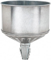 lumax - 256 oz Capacity Steel Funnel - 9-1/2" Mouth OD, 1-1/4" Tip OD, 3-3/4" Straight Spout, Silver - Apex Tool & Supply