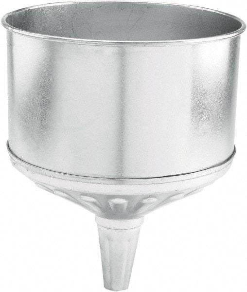 lumax - 256 oz Capacity Steel Funnel - 9-1/2" Mouth OD, 1-1/4" Tip OD, 3-3/4" Straight Spout, Silver - Apex Tool & Supply