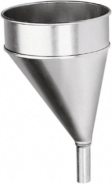 lumax - 204 oz Capacity Steel Funnel - 8-1/2" Mouth OD, 1-1/8" Tip OD, 3-1/4" Straight Spout, Silver - Apex Tool & Supply