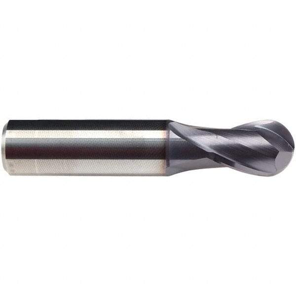 Emuge - 18mm Diam, 24mm LOC, 2 Flute Solid Carbide Ball End Mill - TiAlN Finish, Single End, 84mm OAL, 18mm Shank Diam, Ball Flute - Apex Tool & Supply