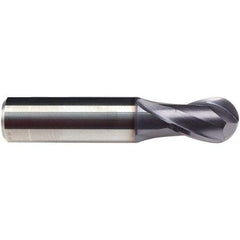 Emuge - 18mm Diam, 24mm LOC, 2 Flute Solid Carbide Ball End Mill - TiAlN Finish, Single End, 84mm OAL, 18mm Shank Diam, Ball Flute - Apex Tool & Supply