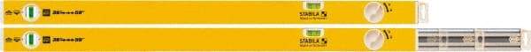 Stabila - 2 Vial, 59" Long, Aluminum Expandable Level - Yellow, 2" Wide, (1) Level & (1) Plumb Vials - Apex Tool & Supply
