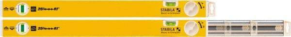 Stabila - 2 Vial, 41" Long, Aluminum Expandable Level - Yellow, 2" Wide, (1) Level & (1) Plumb Vials - Apex Tool & Supply