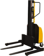 Vestil - 1,500 Lb Capacity, 98" Lift Height, Battery Powered Stacker - 2" Lowered Height, 36" Fork Length, 45" Overall Width - Apex Tool & Supply