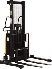Vestil - 2,000 Lb Capacity, 63" Lift Height, Battery Powered Stacker - 2-1/8" Lowered Height, 42" Fork Length, 58" Overall Width - Apex Tool & Supply