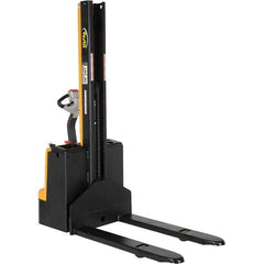 Vestil - 2,200 Lb Capacity, 62" Lift Height, Battery Powered Stacker - 3-3/8" Lowered Height, 42" Fork Length, 32" Overall Width - Apex Tool & Supply