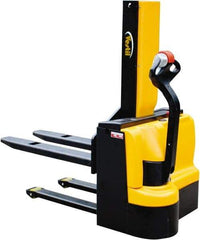 Vestil - 3,000 Lb Capacity, 43" Lift Height, Battery Powered Stacker - 3-3/8" Lowered Height, 42" Fork Length, 31-1/2" Overall Width - Apex Tool & Supply