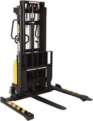 Vestil - 2,000 Lb Capacity, 98" Lift Height, Battery Powered Stacker - 2-1/8" Lowered Height, 42" Fork Length, 26-3/4" Overall Width - Apex Tool & Supply