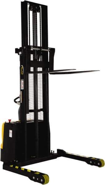 Vestil - 3,000 Lb Capacity, 125" Lift Height, Battery Powered Stacker - 2-1/8" Lowered Height, 42" Fork Length, 50" Overall Width - Apex Tool & Supply